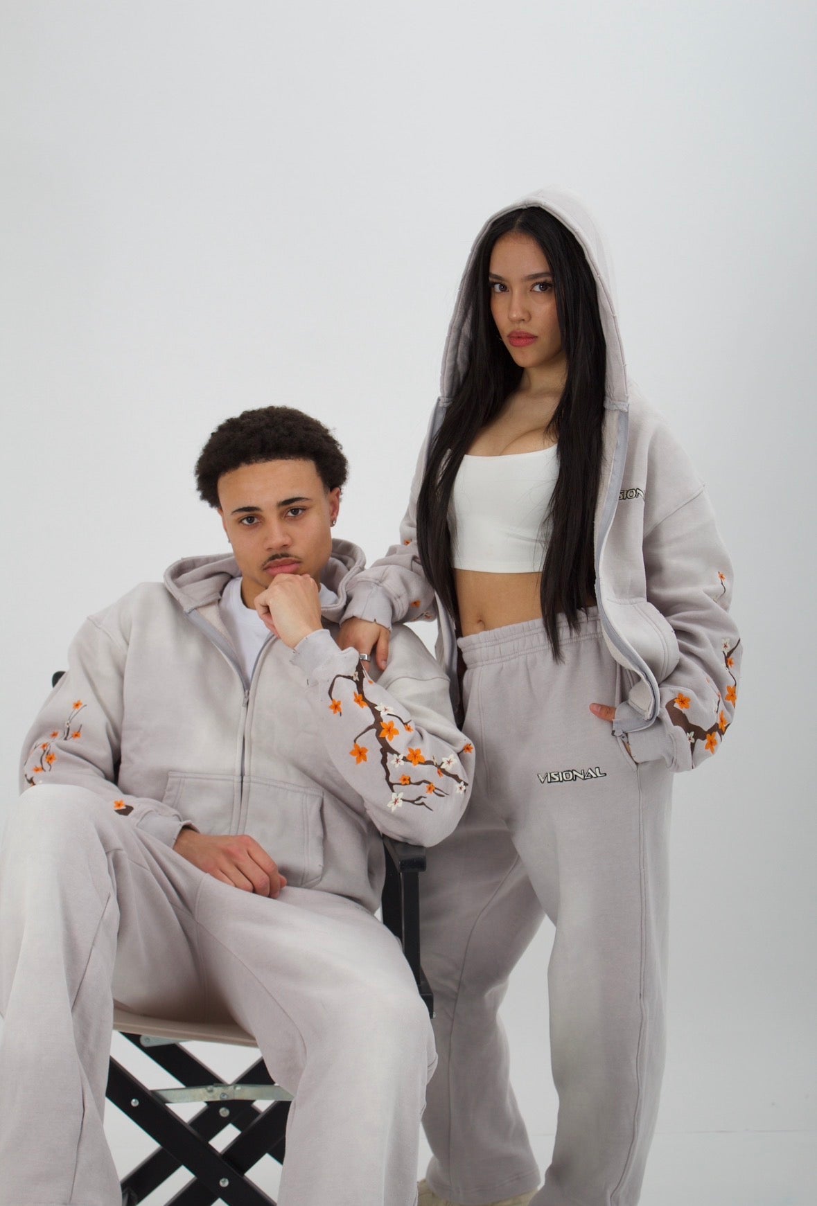 Visional Blossom Tracksuit Grey